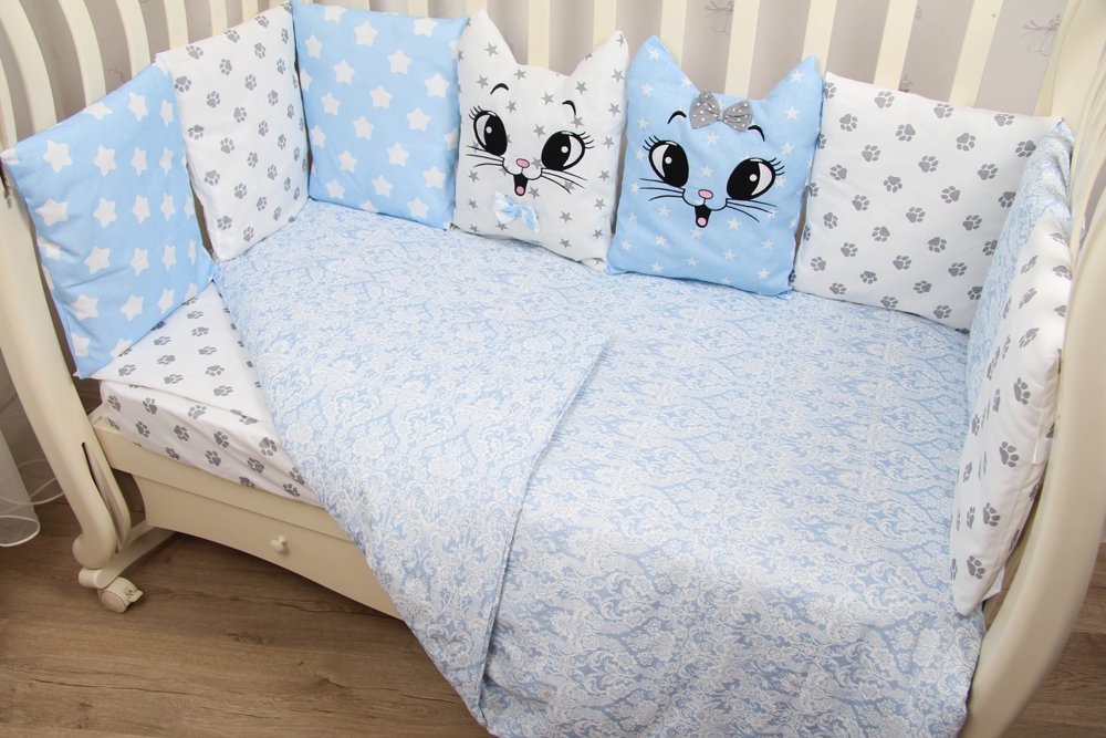 Комплект в кроватку 6 предметов бязь КОТЯТА