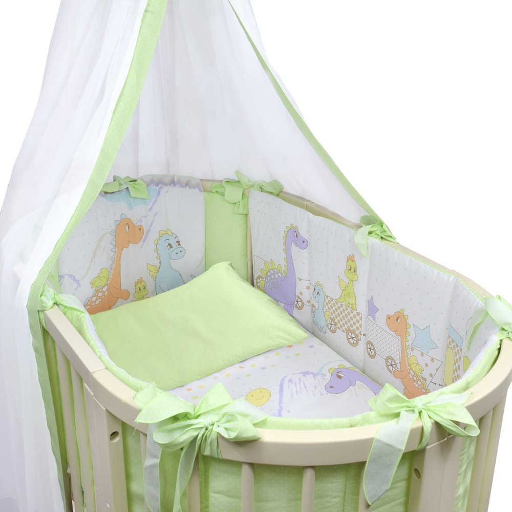 Комплект в кроватку 7 предм.L'Abeille Дино, овал