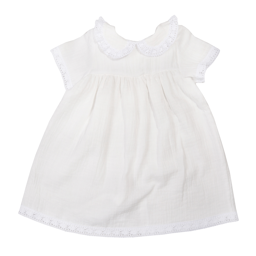 Крестильное платье с воротником и коротким рукавом рост 68, муслин, девочка