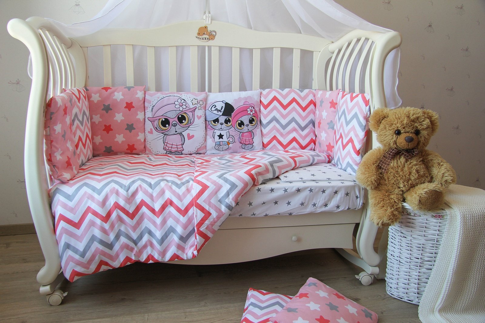 Комплект съем.навол. 6 предм. поплин "Зигзаги Панно" (коралл)