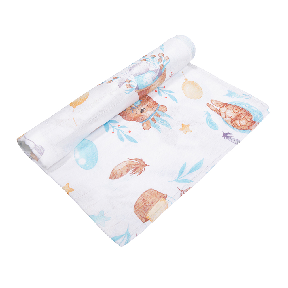 Пеленка 90х130, набивной 4-х слойный муслин