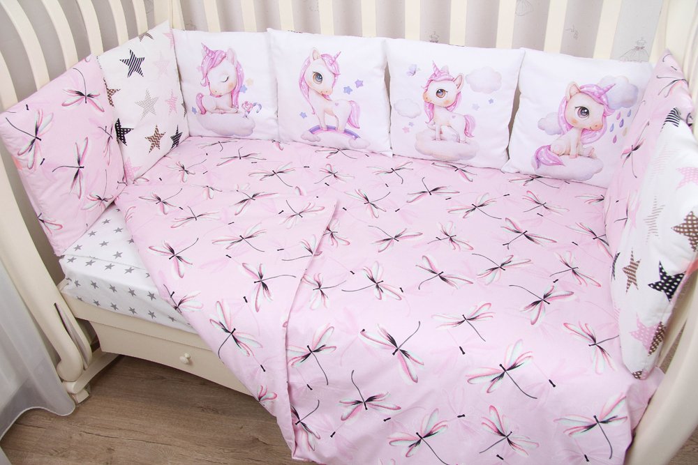 Комплект Панно 6 пр. сатин "Единорожки" (розовый)