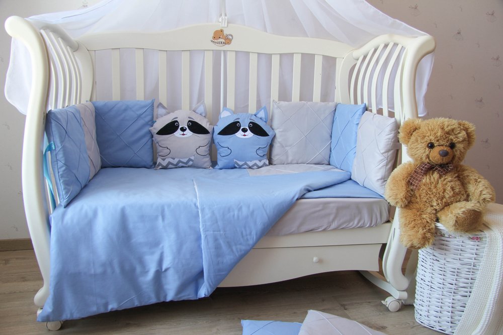 Комплект в кроватку 6 предметов сатин ЕНОТИКИ