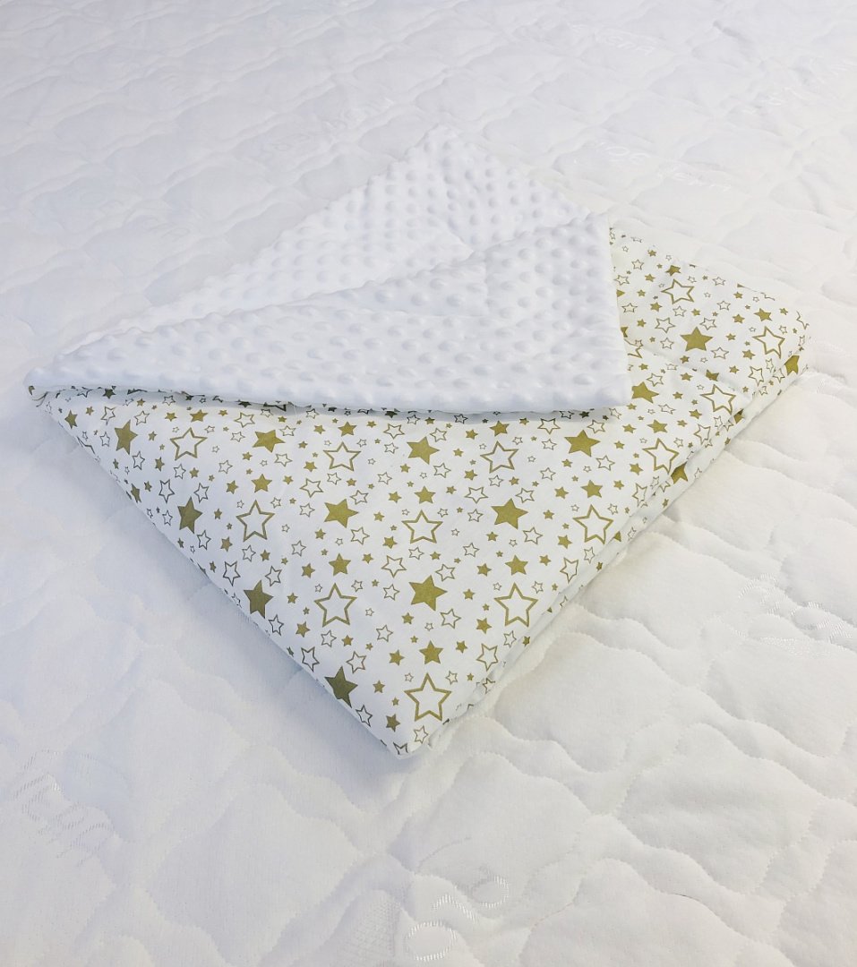 Плед детский "Подушкино" хлопок/плюш (звездопад золот./белый) 95х85см.