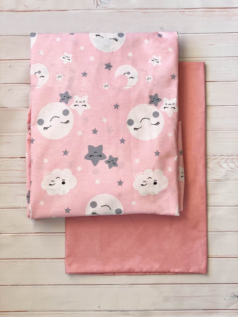 Комплект постельного белья 3 предм. сатин "Облачка"розовый