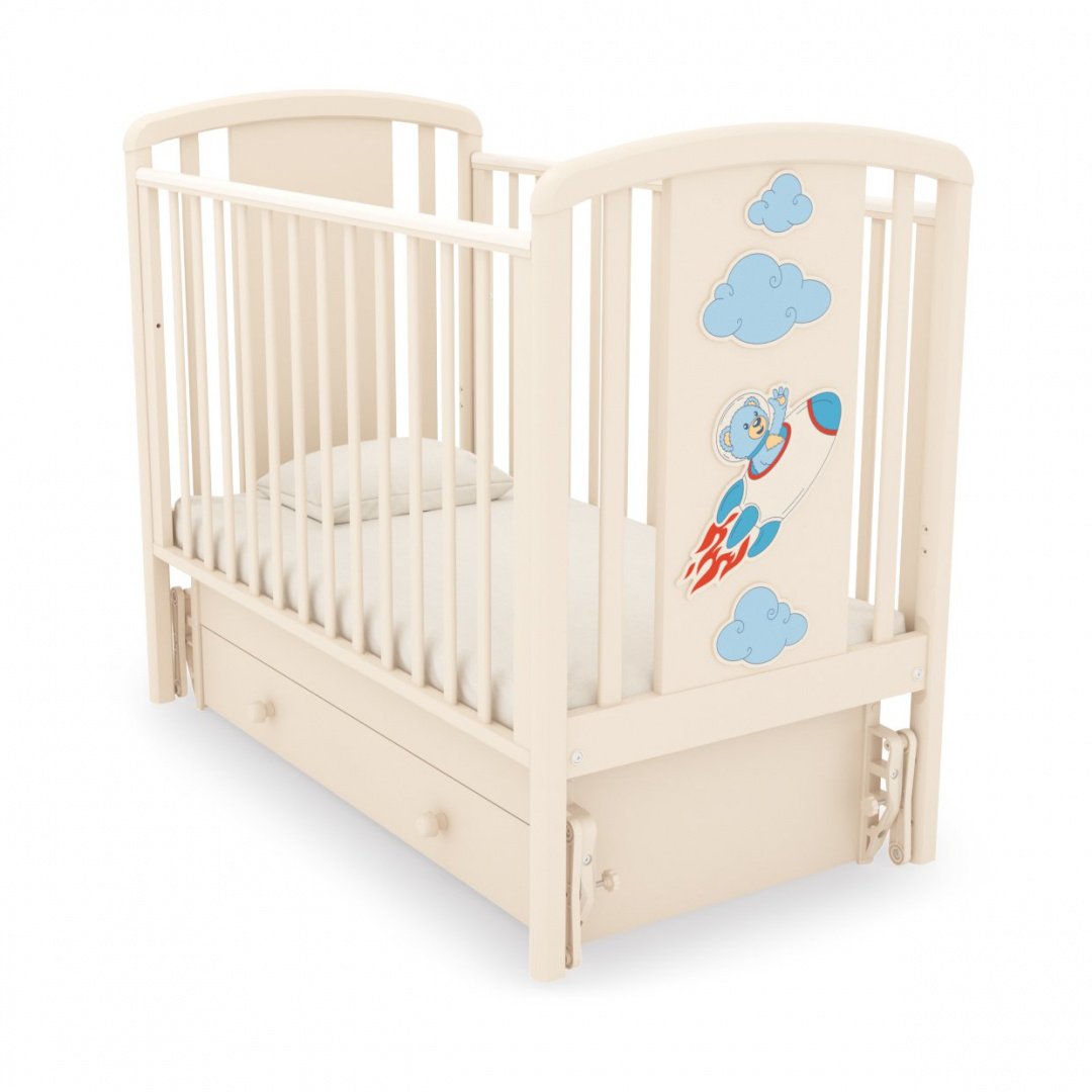 Кровать детская с универсальным маятником Жаклин Мишка на ракете