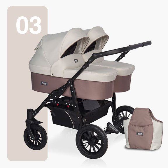 Детская коляска для двойни 2 в 1 Riko Basic Saxo