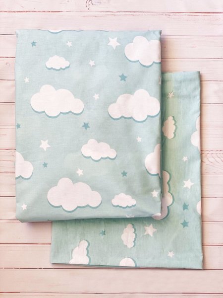 Комплект постельного белья 3 предм. сатин "Облачка" мята