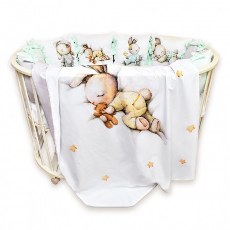 Комплект в кроватку 6 предметов СПЯЩИЙ ЗАЙКА