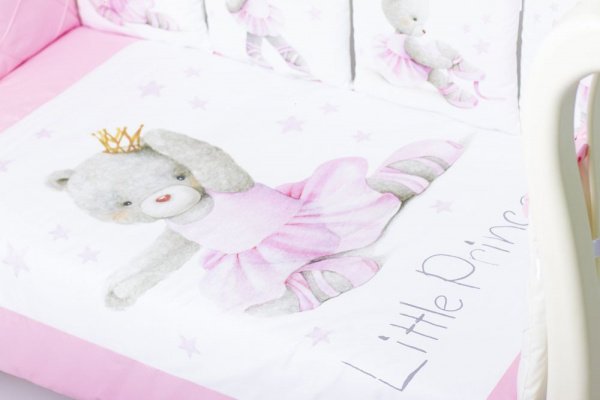 Комплект в кроватку Премиум ПАННО 5 шт.съемн.навол. подушками 6 предм Мишутка балерина(розовый)