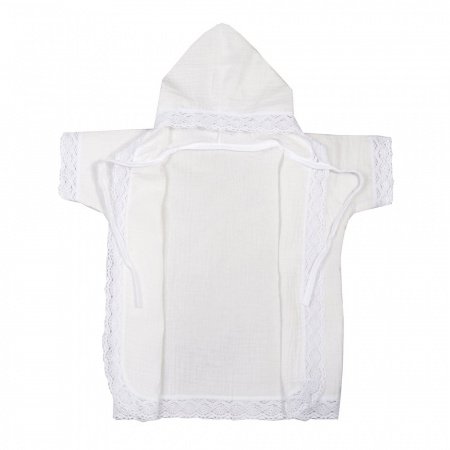 Крестильная рубашка с капюшоном, рост 74, муслин, универсальная