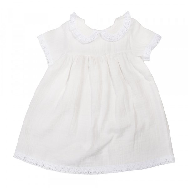 Крестильное платье с воротником и коротким рукавом рост 68, муслин, девочка
