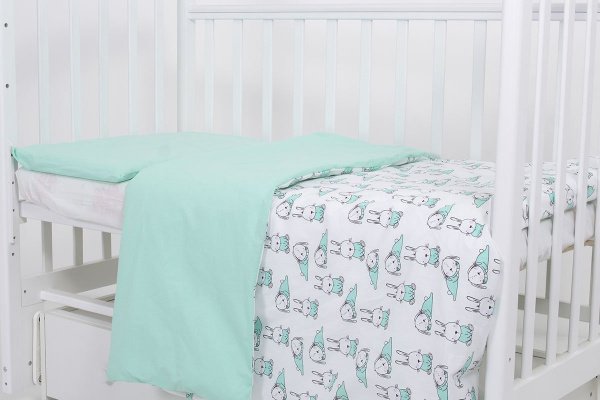 Комплект в кроватку 3 предмета Зайчики