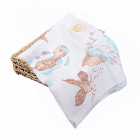 Пеленка 90х130, набивной 4-х слойный муслин
