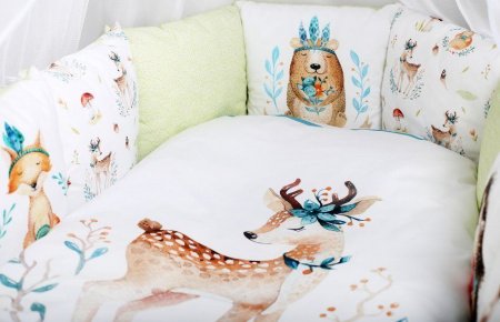 Комплект для круглой (овальной) и прямоугольной кроватки Lappetti 6 предм. "Волшебный лес"