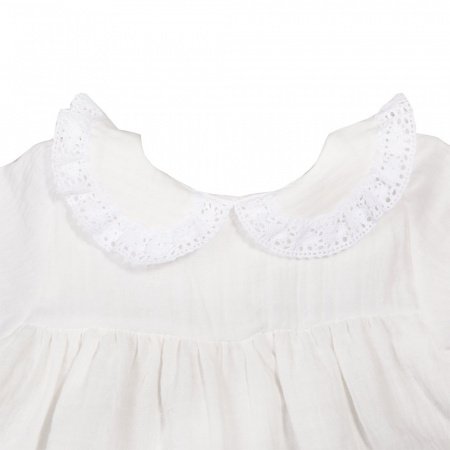 Крестильное платье с воротником и коротким рукавом рост 68, муслин, девочка