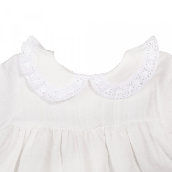 Крестильное платье с воротником и коротким рукавом рост 68, муслин, девочка