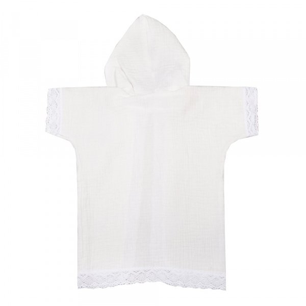 Крестильная рубашка с капюшоном, рост 74, муслин, универсальная