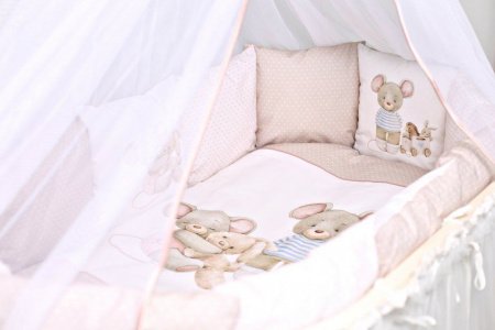 Комплект для круглой (овальной) и прямоугольной кроватки Lappetti 6 предм "Little mouse"