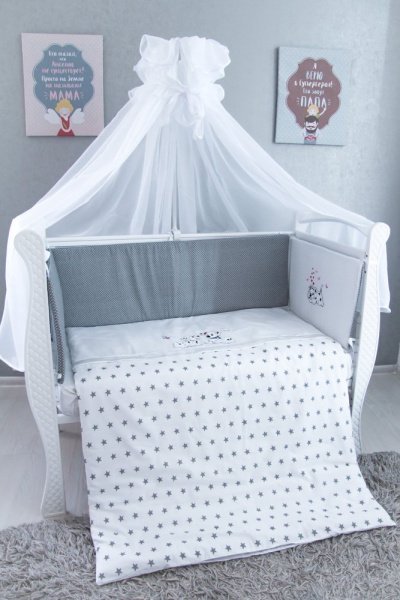 Комплект в кроватку 6 предметов бязь вышивка ДОЛМАТИНЦЫ