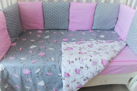 Комплект в кроватку 6 предметов бязь,поплин БАЛЕРИНКИ