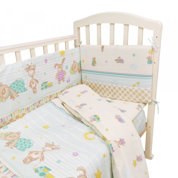 Комплект в кроватку Aлис Зверята с игрушками 4 пред.