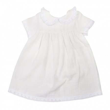 Крестильное платье с воротником и коротким рукавом рост 68, муслин, девочка