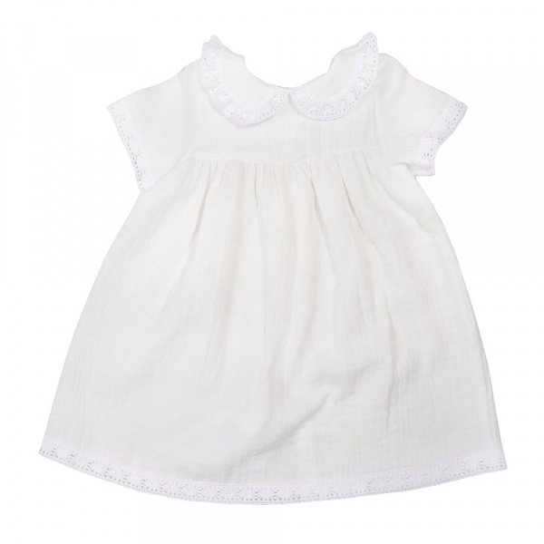 Крестильное платье с воротником и коротким рукавом рост 68, муслин, девочка