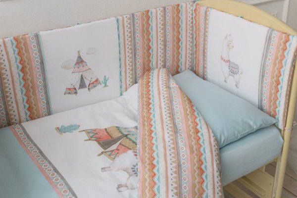 Комплект Lappetti в кроватку 6 предм. "Ламы"