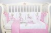 Комплект в кроватку Премиум ПАННО 5 шт.съемн.навол. подушками 6 предм Мишутка балерина(розовый)
