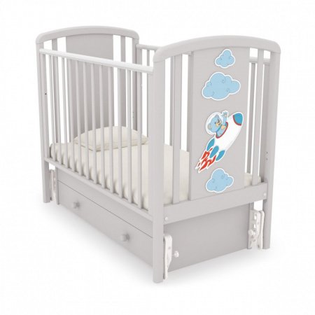 Кровать детская с универсальным маятником Жаклин Мишка на ракете