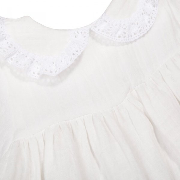 Крестильное платье с воротником и коротким рукавом рост 68, муслин, девочка