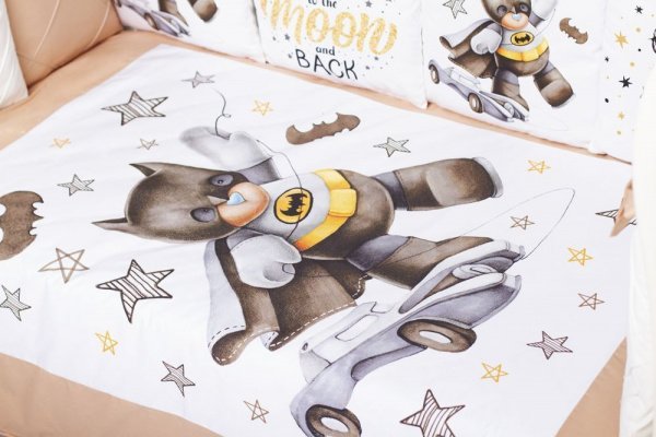 Комплект в кроватку Премиум ПАННО 5 шт.съемн.навол. подушками 6 предм. Ночной герой (кофе)