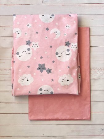 Комплект постельного белья 3 предм. сатин "Облачка"розовый