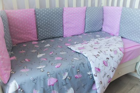 Комплект в кроватку 6 предметов бязь,поплин БАЛЕРИНКИ