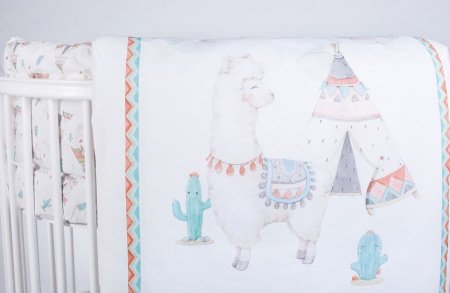 Комплект для круглой (овальной) и прямоугольной кроватки Lappetti 6 предм. "Ламы"