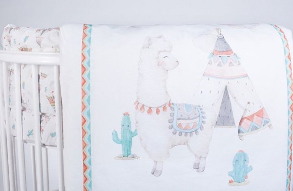 Комплект для круглой (овальной) и прямоугольной кроватки Lappetti 6 предм. "Ламы"