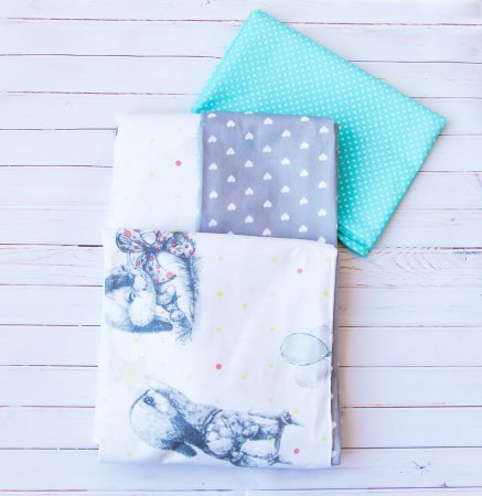 Комплект постельного белья 3 предм. бязь "Зайки" (мята)