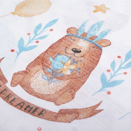 Пеленка 90х130, набивной 4-х слойный муслин