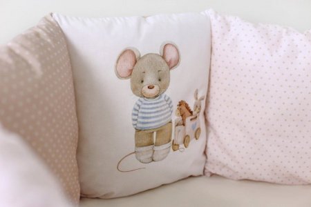 Комплект для круглой (овальной) и прямоугольной кроватки Lappetti 6 предм "Little mouse"