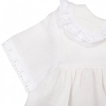Крестильное платье с воротником и коротким рукавом рост 68, муслин, девочка