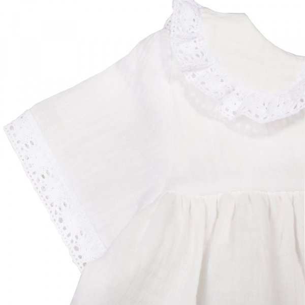 Крестильное платье с воротником и коротким рукавом рост 68, муслин, девочка