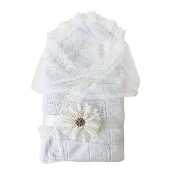 Конверт-одеяло вязанный на выписку СЕРДЕЧКИ-2