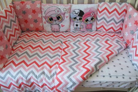 Комплект съем.навол. 6 предм. поплин "Зигзаги Панно" (коралл)