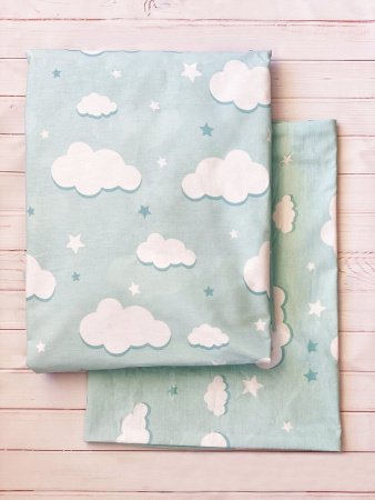 Комплект постельного белья 3 предм. сатин "Облачка" мята