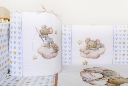 Комплект Lappetti в кроватку 6 предм. "Мышки на облачке"