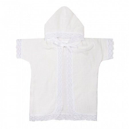 Крестильная рубашка с капюшоном, рост 74, муслин, универсальная