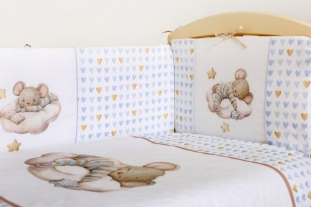 Комплект Lappetti в кроватку 6 предм. "Мышки на облачке"